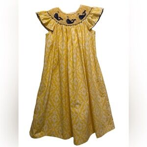 Classic Whimsy Yellow Smocked Whale Dress SZ 5